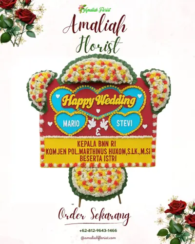Karangan Papan Bunga Pernikahan di Tolengas